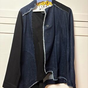 Moyuru Jean Jacket—black and blue denim